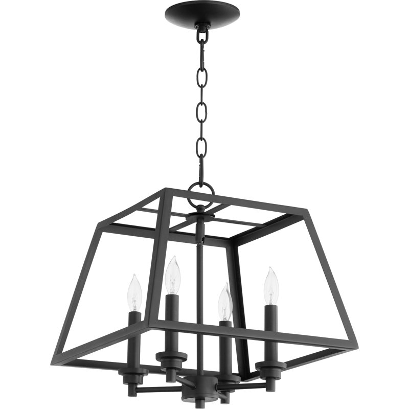 Lanterne suspendue d'extérieur noire à 4 ampoules Izayah, H 15,5 po x l 15 po x P 15 po
