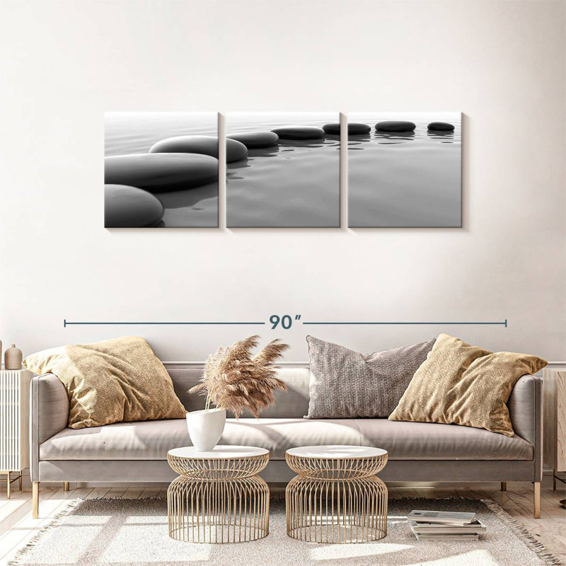 " Minimalist Stones " 3 Piece Art Set, 24" H x 74" W x 1.25" D
