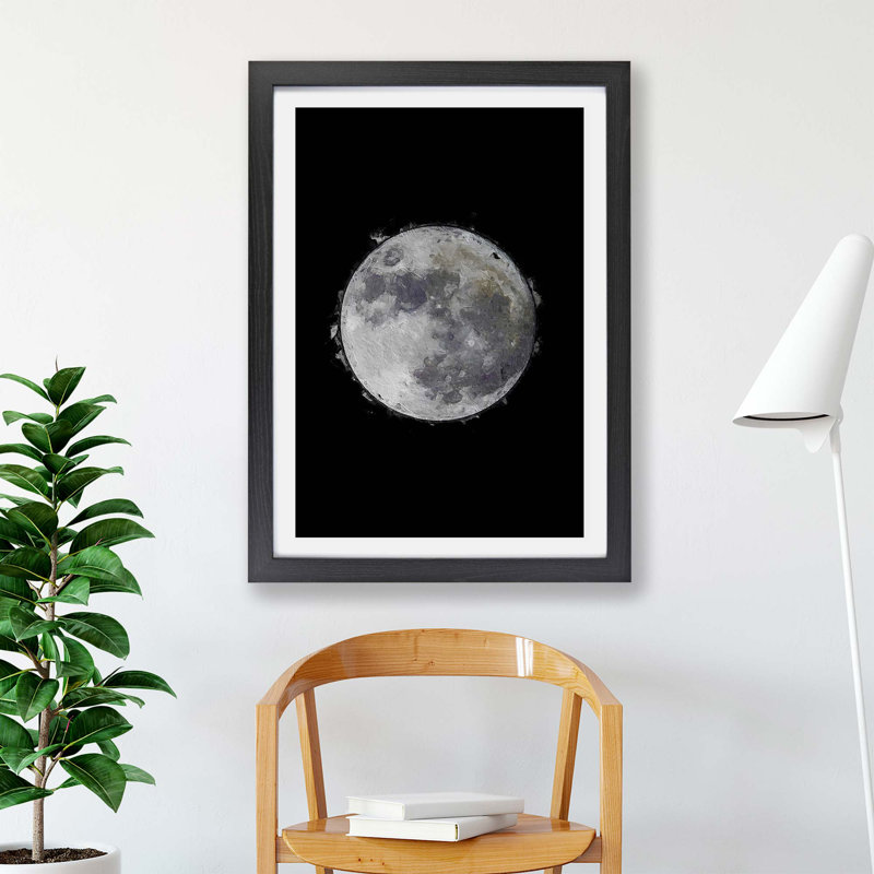 The Beauty Of The Moon - Single Picture Frame Painting, 62cm H x 87cm W x 2cm D, Black