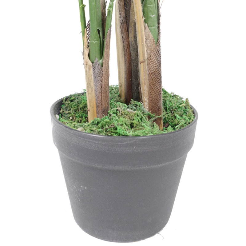130cm Faux Palm Tree in Metal Planter, Gold