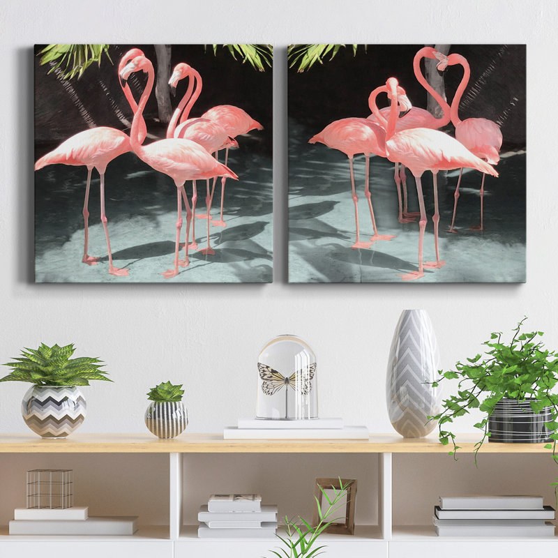 Flamingo Inlet I - ensemble de 2 reproductions sur toiles tendues, H 10 po x l 10 po x P 1 po