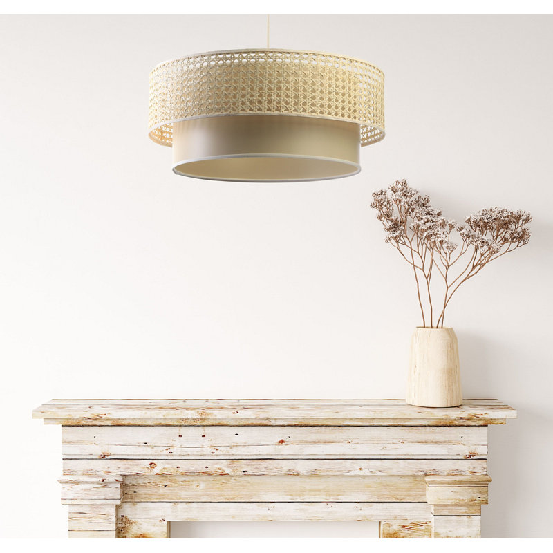 Wampum 1 - Light Cream Drum Pendant, 30cm H x 60cm W x 60cm D