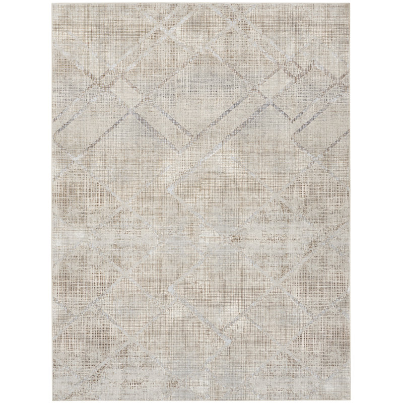 Douglass Abstract Grey/Mocha Area Rug, Rectangle 2' x 4'