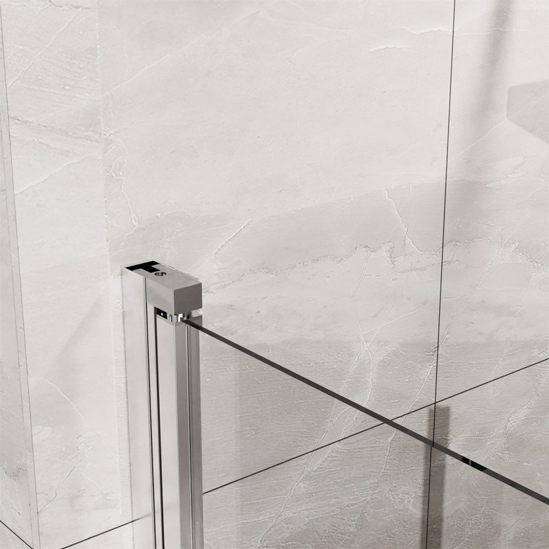 Porte de douche pliante en verre 34 "x 72" pliable sans cadre 1/4 "en verre trempé pivotant, pliable, Chrome chrome