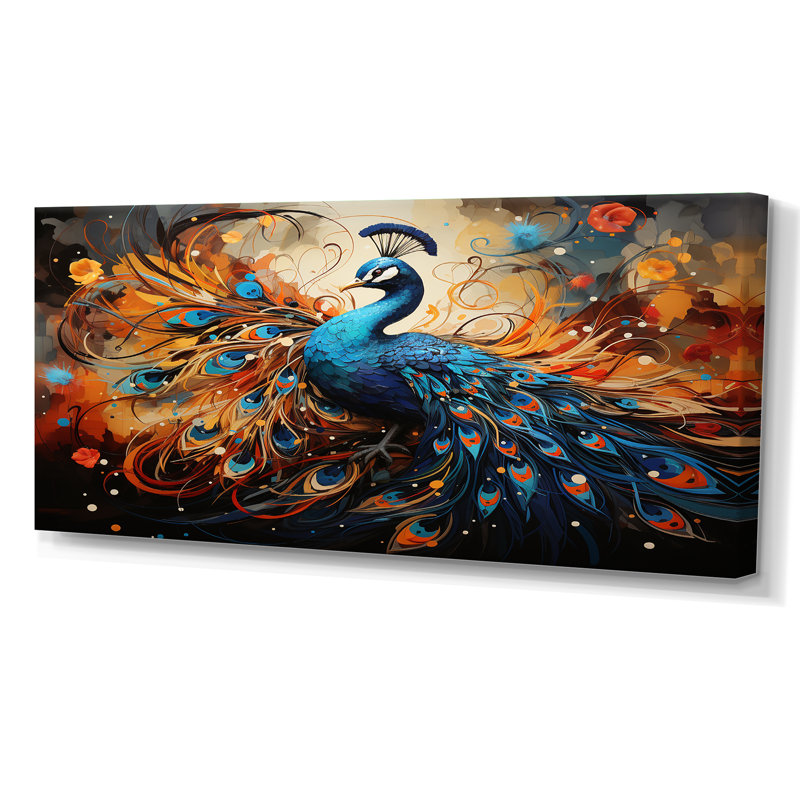 «Peacock Abstract Collage II», reproduction, Toile tendue, H 28 po x l 60 po x P 1,5 po