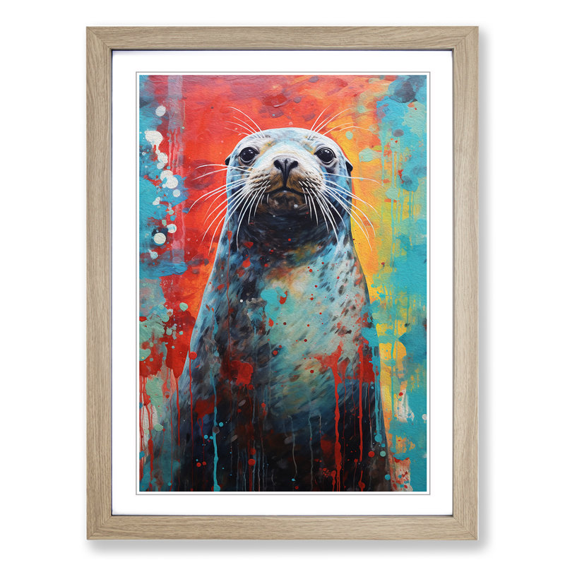 Seal Abstract No.2 - Framed Print, Oak Framed, 34cm H x 25cm W x 2cm D