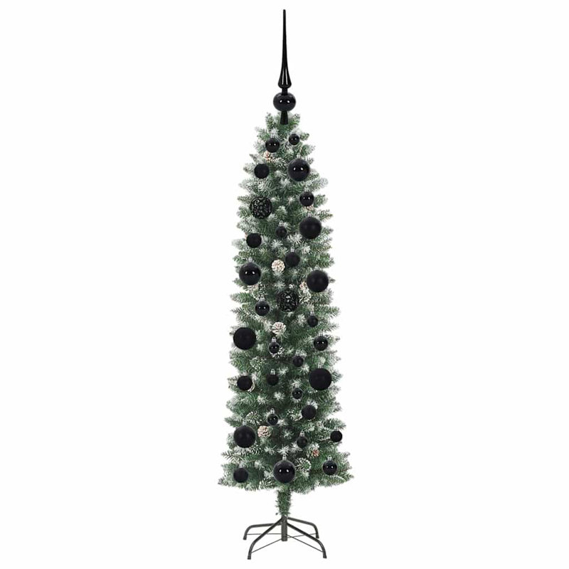 Artificial Slim Christmas Tree, Black, 3.94' H