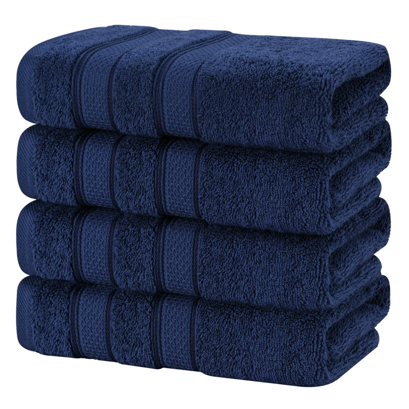  Essuie-mains 100% coton 4 pièces pour salle de bain, Marine