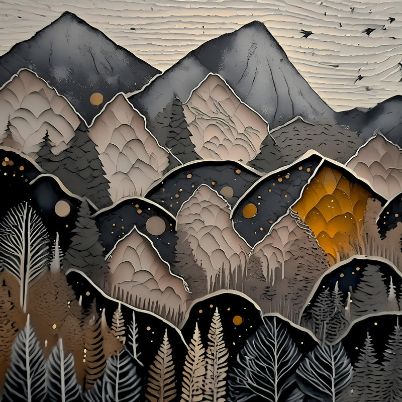 Midnight Forest, 42" H x 42" W