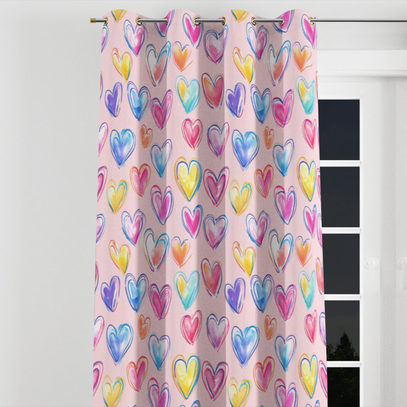 Rideaux pour chambre à coucher Teens Love - rideaux à œillets Balbino Doodle - 1 panneau, L 52 po x L 84 po, Œillets argentés