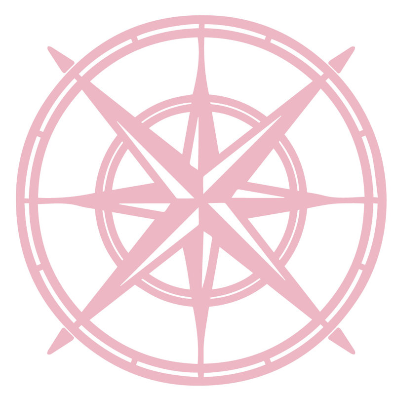 Décalcomanie murale boussole north star, Rose œillet, H 38 po x l 38 po x P 0,01 po