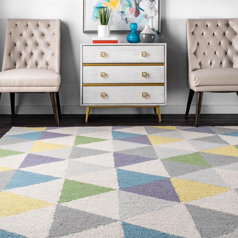 Geometric Wool Hand Woven Area Rug, Rectangle 229 x 290cm