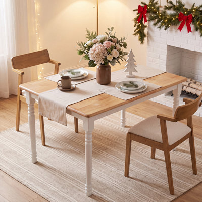 Modern Farmhouse Rectangular Solid Wood Dining Table