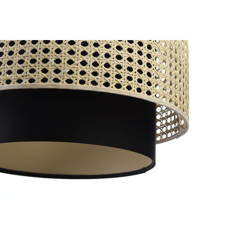 Wampum 1 - Light Cream Drum Pendant, 25cm H x 40cm W x 40cm D, Natural/Black