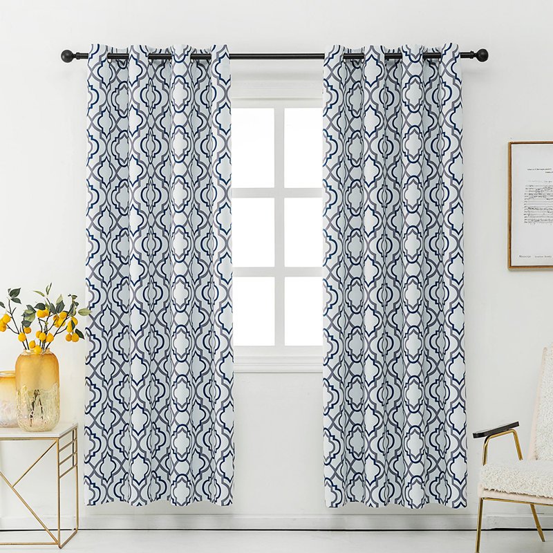 Gwinn Blackout Curtains / Drapes Pair, Navy Blue, 52'' W x 84'' L