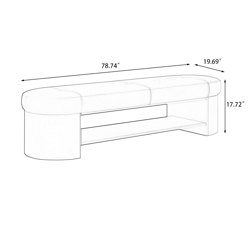 Upholstered Bench, Dark Gray