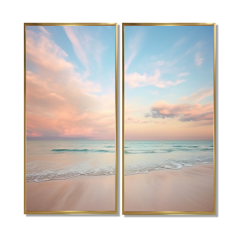 «Peach Sky Photo Astral Symphony V», art mural pêche, 40" H x 40" W, Impression encadrée flottante, Gold