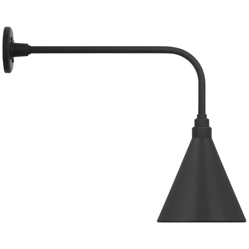 Thomas O'Brien, "Academy 20" Rex Barn Light in Matte Black with 12.5" Soft Copper Conical Savannah Shade, Black