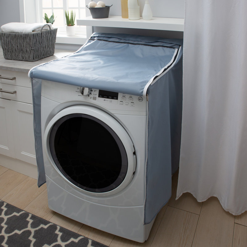 Simplify Zippered Washing Machine Cover Gray Color - Top Load Front Load Compatible | Polyester Ripstop Appliance Protector | Dustproof Laundry Cover