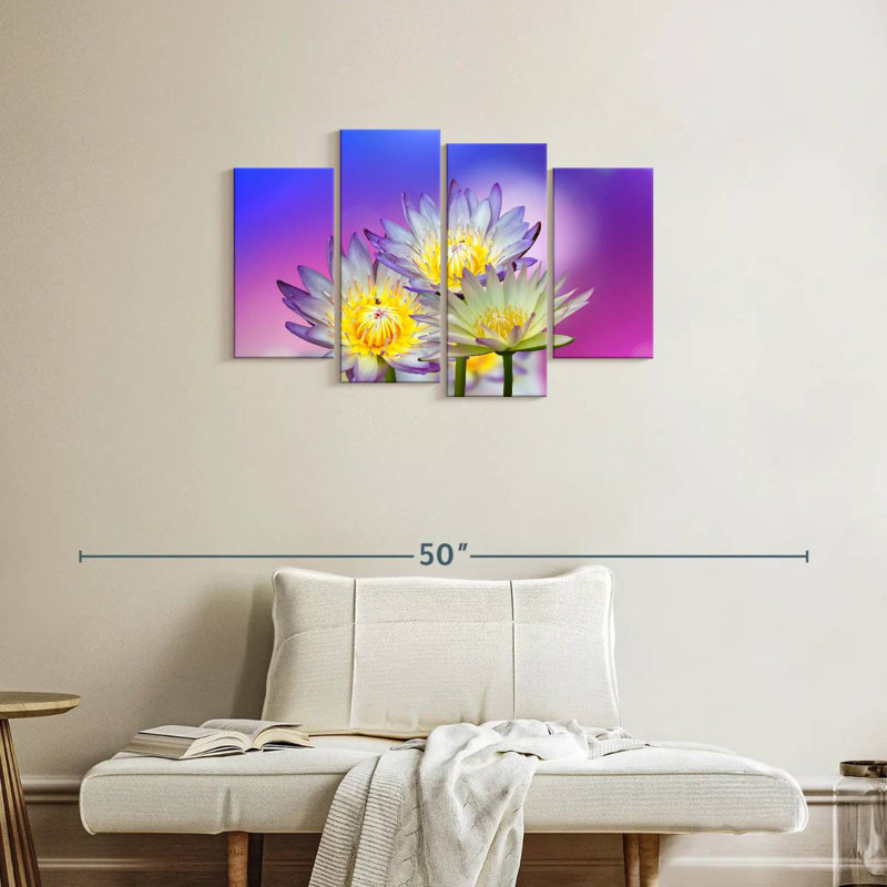 Harnek fleurs de lotus mauves, H 22 po x l 36 po
