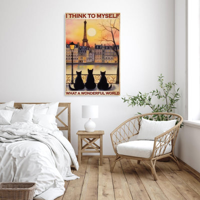 What A Wonderful World Paris - 1 Piece Rectangle G " What A Wonderful World Paris - 1 Piece Rectangle Graphic Art Print On Wrapped Canvas " Graphic Art Print