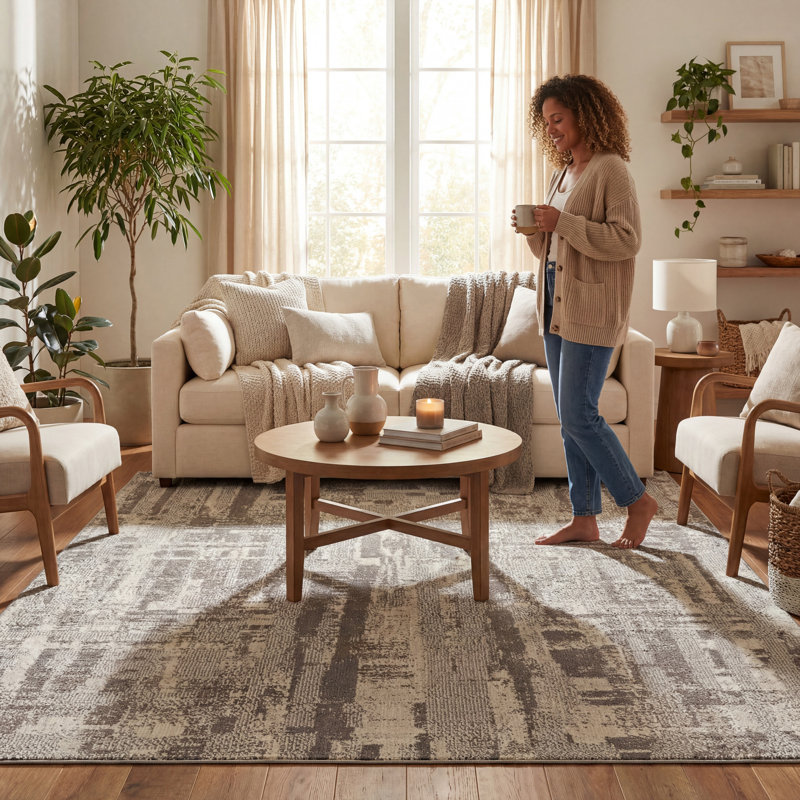  Vivara Rustic Abstract Washable Area Rug, Rectangle 3' x 5'