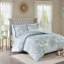 Housse de couette 3 pièces en coton à motifs floraux et géométriques, réversible.