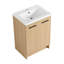 Meuble-lavabo autoportant de 24 pouces avec lavabo en résine intégré, rangement à double porte, conception prête à assembler et poignées à double finition.