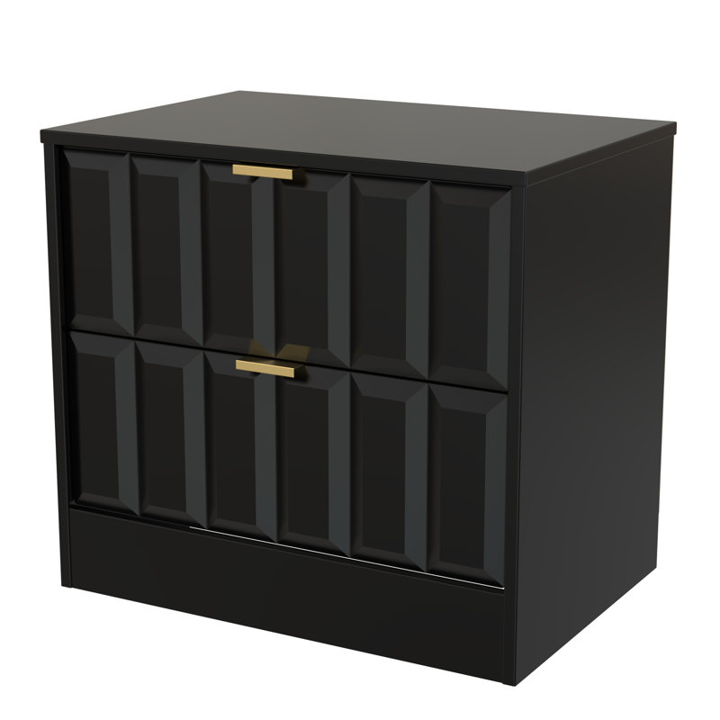 Besian 58cm W Manufactured Wood Bedside Table, Deep Black/Black Matt