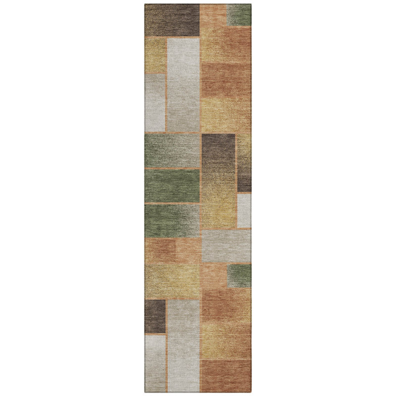 Machine Washable Indoor/Outdoor Chantille ACN2709 Geometric Rug, Copper, 2'3" x 7'6" Runner