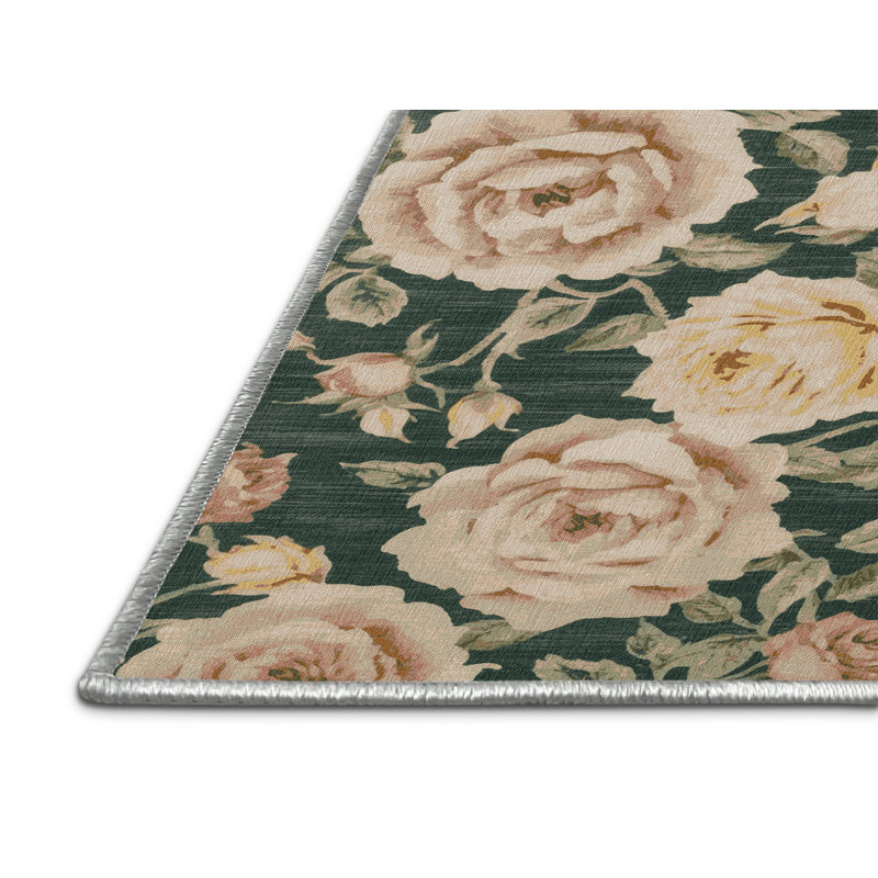 Tapis botanique brun lavable à la machine