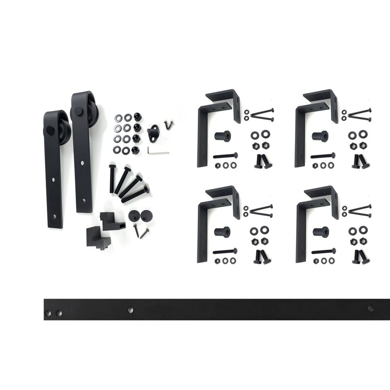 Ensemble de quincaillerie de dérivation convertible simple à double rail noir rustique, 66 po