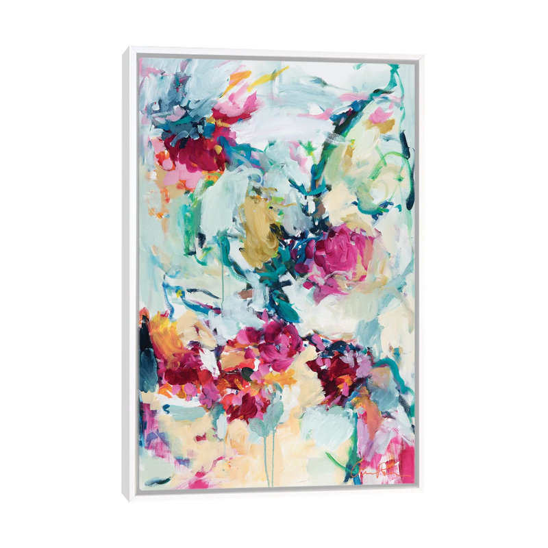 «Jade Blossoms» par Amira Rahim - reproduction d'art, H 60 po x l 40po x P 1,5 po, Toile blanche encadrée, Pas de tapis