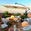 Parasol solaire pour terrasse 2,5x2,5m carré, imperméable, avec base en croix pour terrasse de jardin, cour arrière, parasol carré à énergie solaire, eau, jardin, terrasse, espace