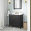  36 po Dario Meuble-lavabo autoportant noir mat avec lavabo simple, comptoir en marbre d'ingénierie et dosseret inclus-482259956-482259957-482259963
