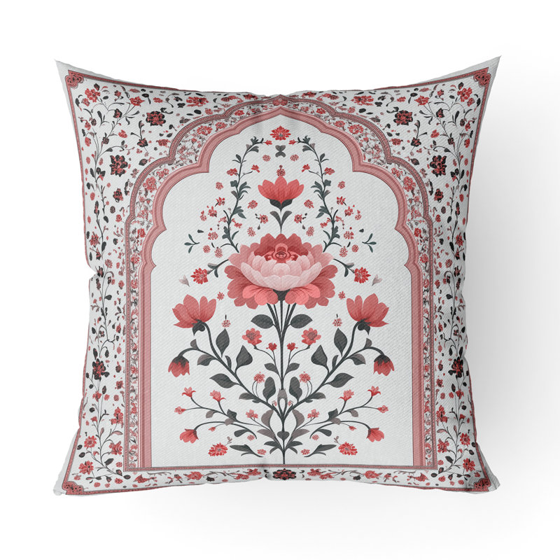 Splendeur moghole Intérieur/Extérieur 18x18, Square 18", Argent / Crème