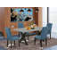 Ensemble de salle à manger 9 pièces comprenant une table rectangulaire à pattes en X et 8 chaises Parson rembourrées en lin et tissu imitation peau, multicolores-1556786977-1556786981