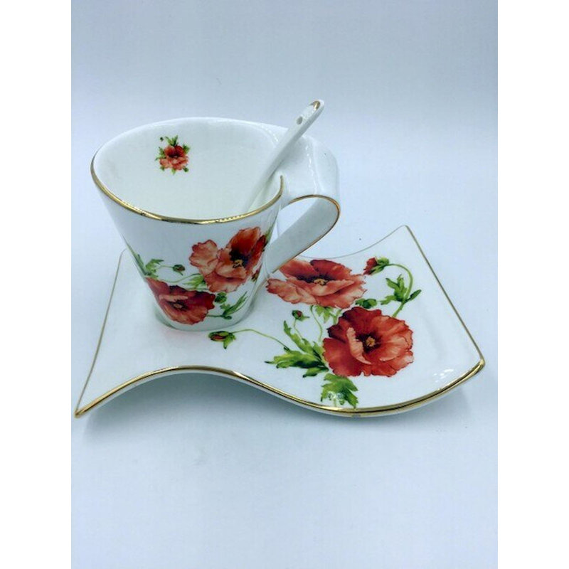Ensemble de grandes tasses Melton Poppies, Coquelicots