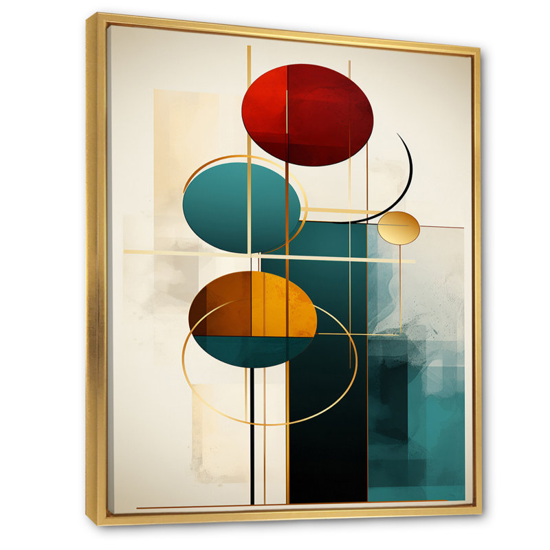 «Rising with the New Moon Geometrics Retro Blue I», reproduction, H 40 po x l 30 po x P 1,5 po, Cadre flottant doré