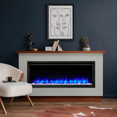 Ensemble de foyer électrique linéaire SimpliFire Allusion Platinum 50 po avec manteau de cheminée Boyd