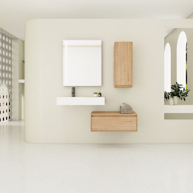 Single Bathroom Vanity with @Solid + Manufactured Top