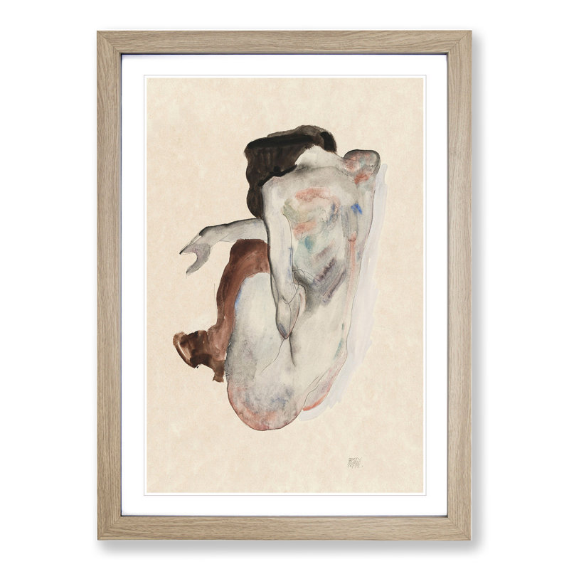 Portrait of a Woman Vol.8 by Egon Schiele - Picture Frame Painting, 36cm H x 27cm W x 2cm D, Oak Framed