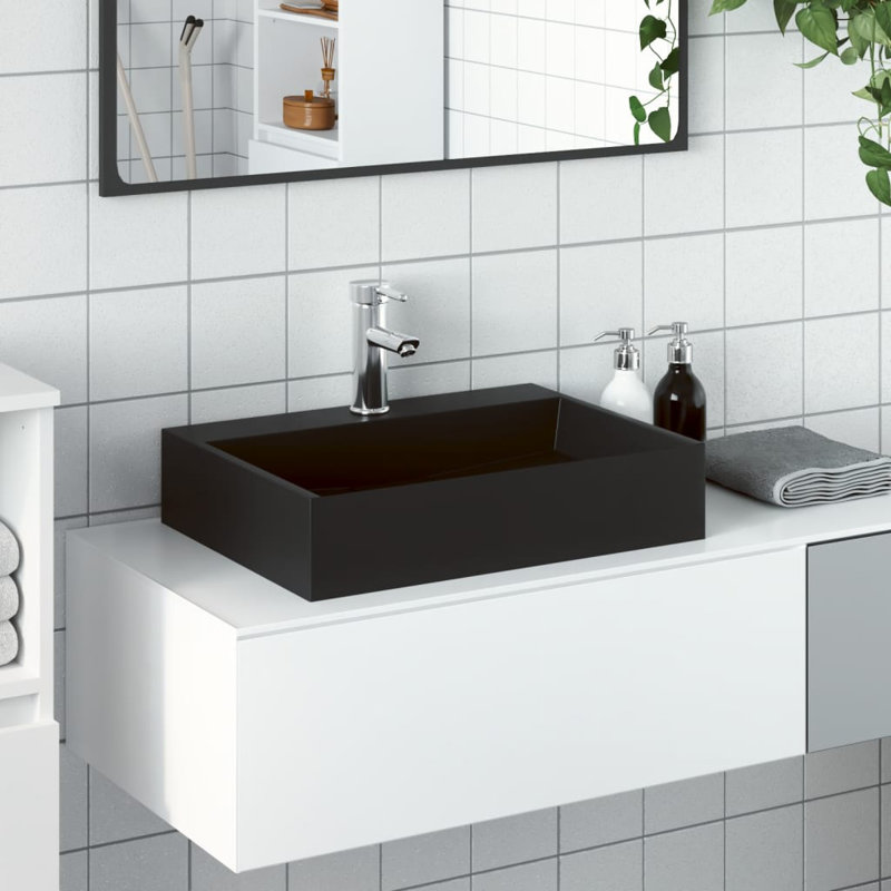 Wash Basin Mineral Cast/Marble Cast, Matte Black, 11cm H  x 50cm W  x 50cm D