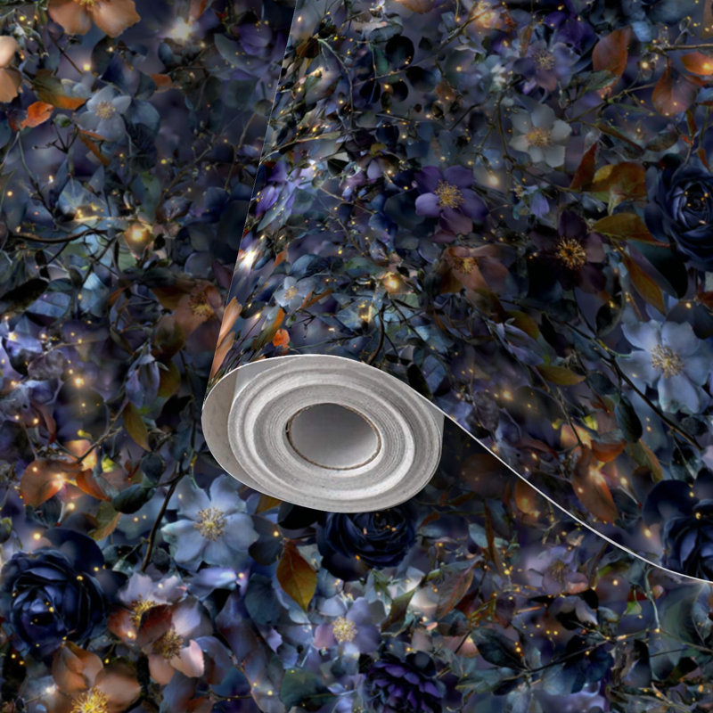 Papier peint à peler et à coller, papier élégant, minuit, clair-obscur, art clair, auto-adhésif et amovible, 17,7 po x 118 po (45 x 300 cm)