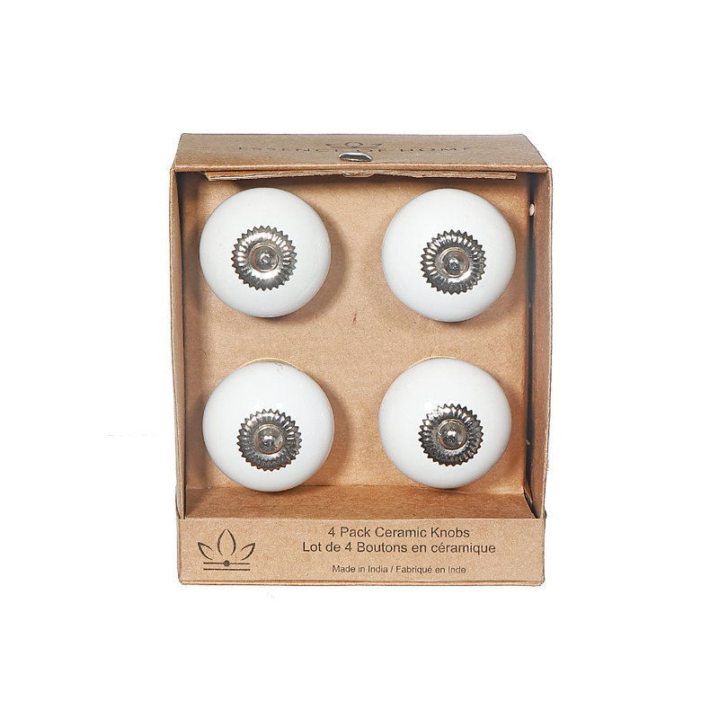 Ensemble de 4 boutons décoratifs lisses, Blanc