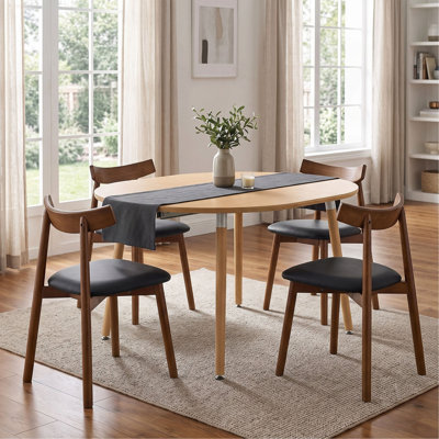 Combinaison de table à manger avec chaises, plateau de table en panneau de fibres à densité moyenne avec pieds en métal, table de salle à manger extensible et 8 chaises de salle à manger modernes en bois massif minimaliste.