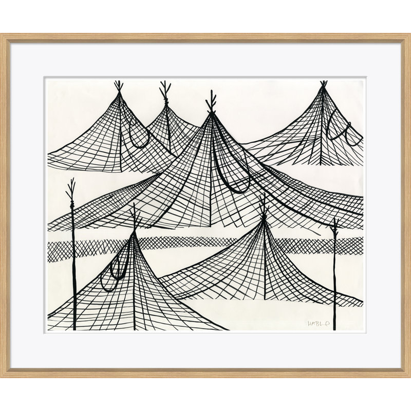 «Nets» par Susan Hable - peinture encadrée sur papier