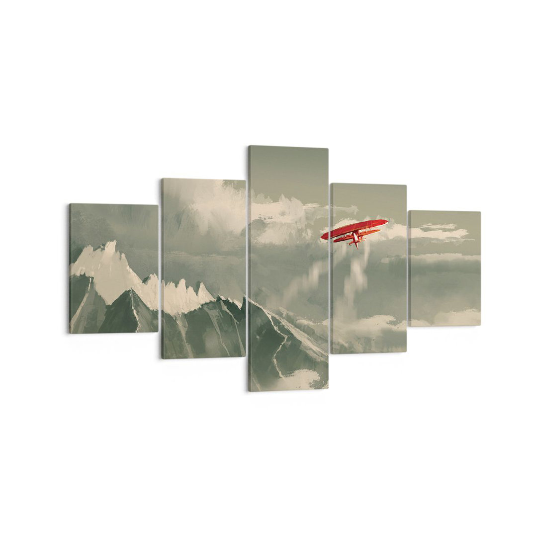 5-tlg. Leinwandbilder-Set Red Plane Mountains