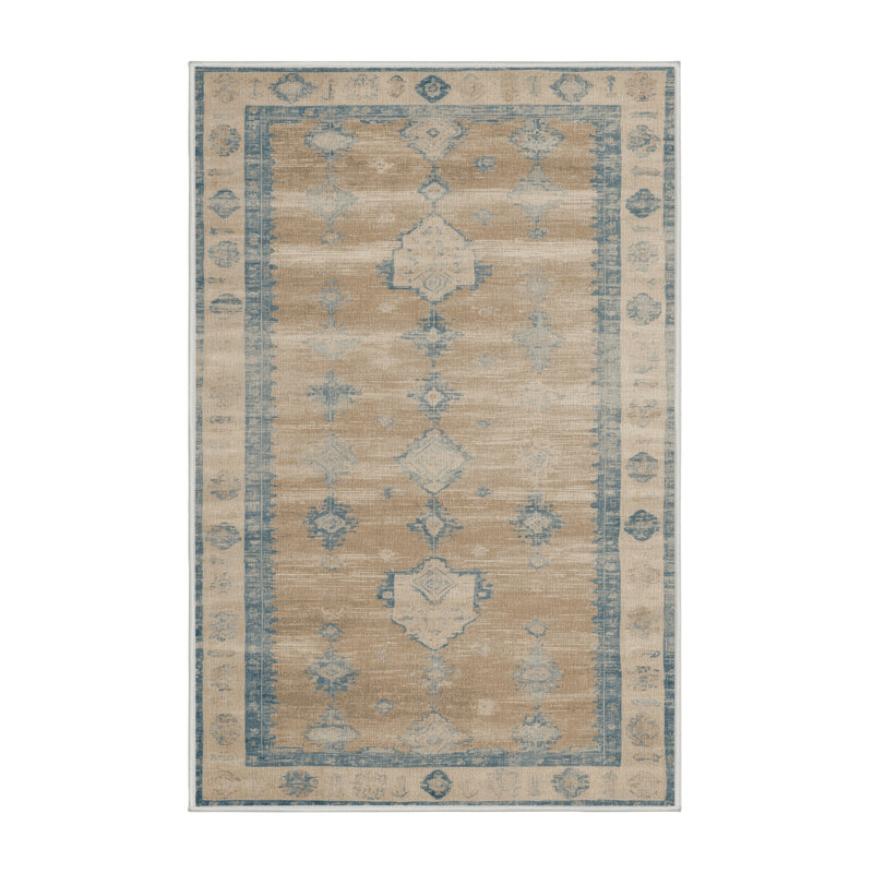 Tapis beige surteint lavable à la machine, Rectangulaire 2 pi x 3 pi