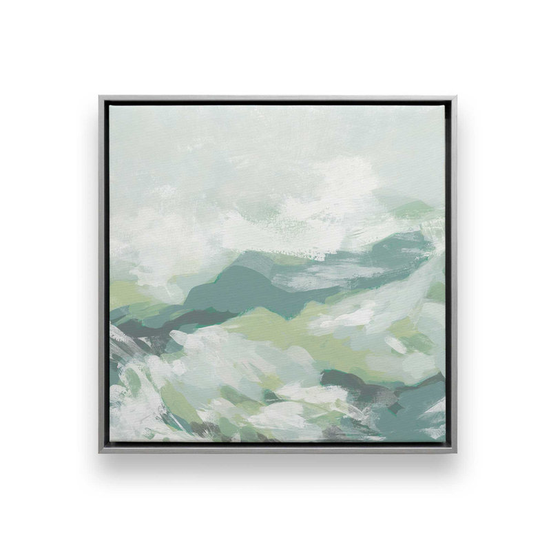 Ensemble de 2 vagues ondulées Verdant, H 13 po x l 26 po, Cadre flottant en chrome poli